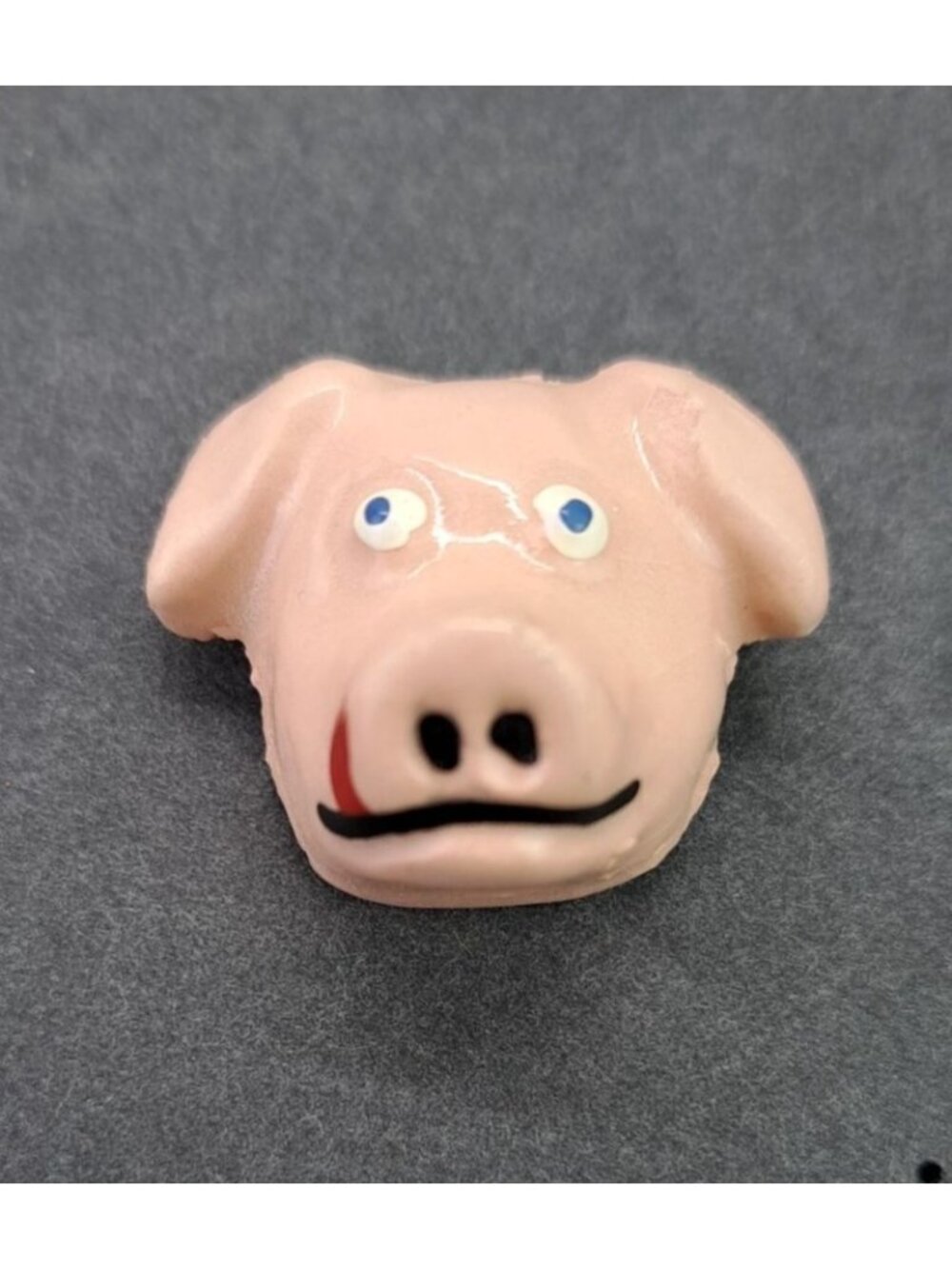 Vintage Pink Pig Head Pinback Brooch Pin Animal Face Quirky Novelty Kitsch 3D